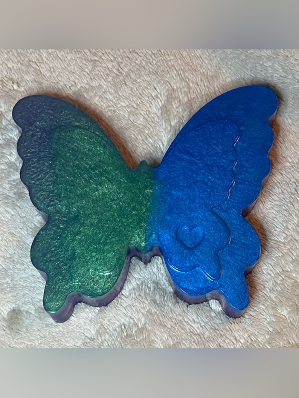 Handmade Butterfly Paperweight or Decor  in Purple, Green and Blue